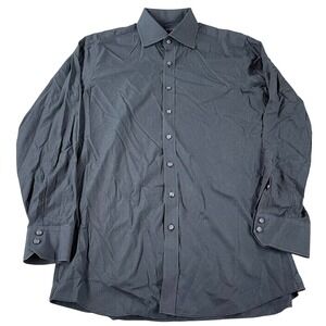 Proper Cloth Mens Navy Blue Micro Polka Dot Long Sleeve Button Down Shirt Large